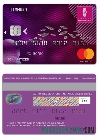 Palestine State Bank Of Palestine Titanium Mastercard sample